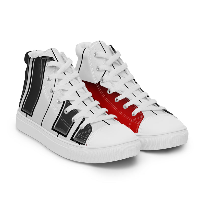 Black Stripe High Top #68 - Front View | HA!LO Canvas Sneakers