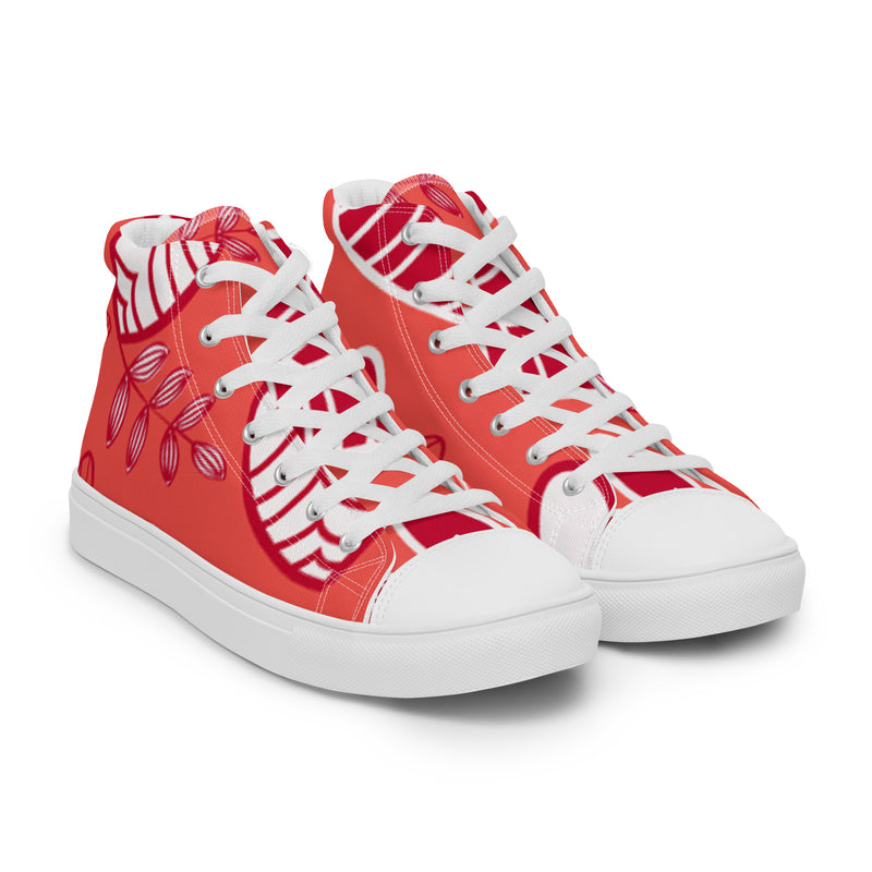 Coral Swirl High Top #83 - Front View | HA!LO Canvas Sneakers