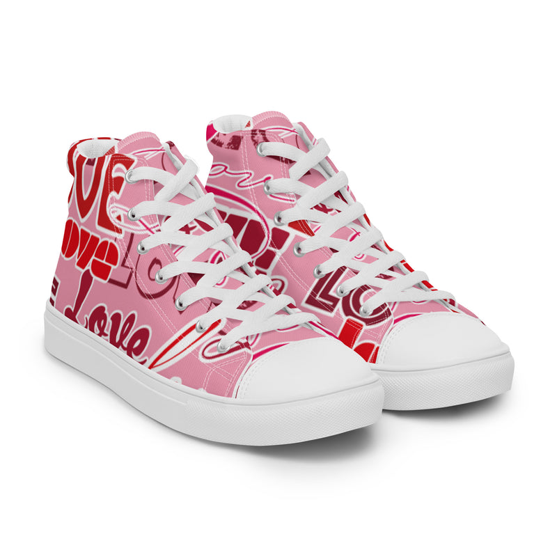 Love Text High Top #86 - Front View | HA!LO Canvas Sneakers