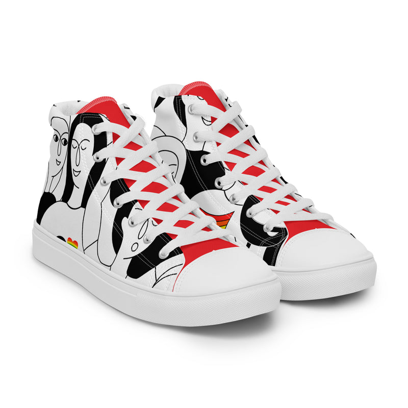 Line Art Face High Top #87 - Front View | HA!LO Canvas Sneakers