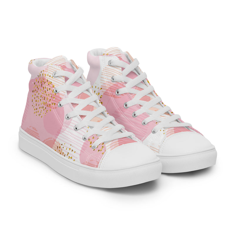Pink Gold Dot High Top #95 - Front View | HA!LO Canvas Sneakers