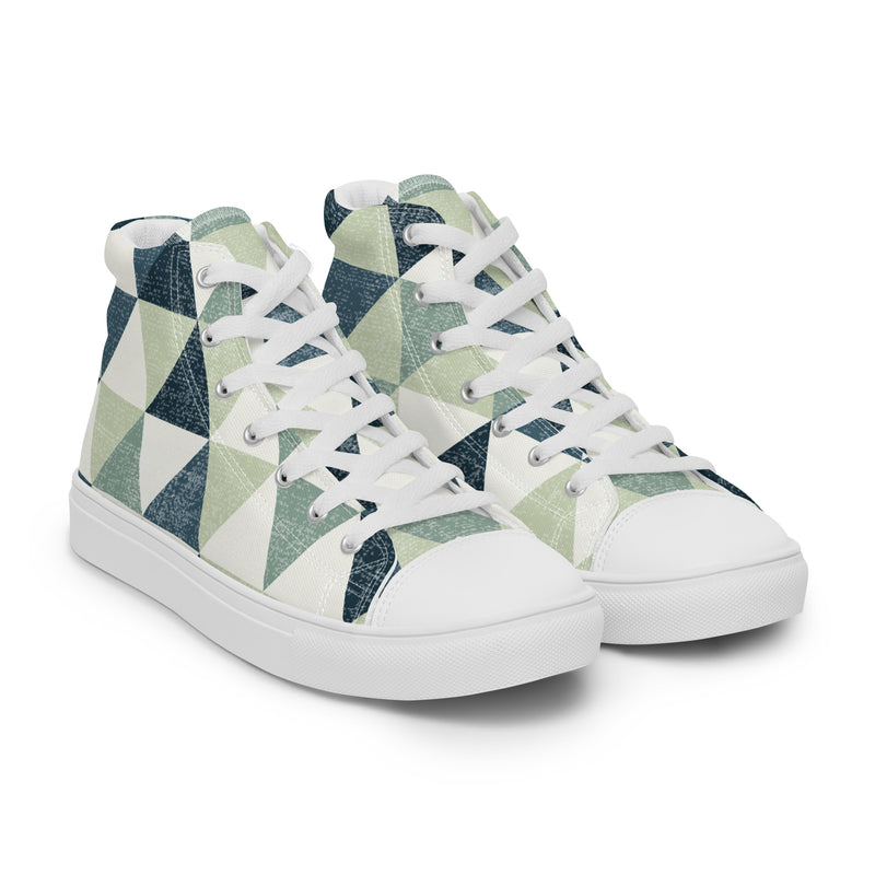 Geo Triangle High Top #96 - Front View | HA!LO Canvas Sneakers