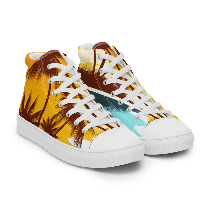 Sunset Palm High Top #97 - Front View | HA!LO Canvas Sneakers