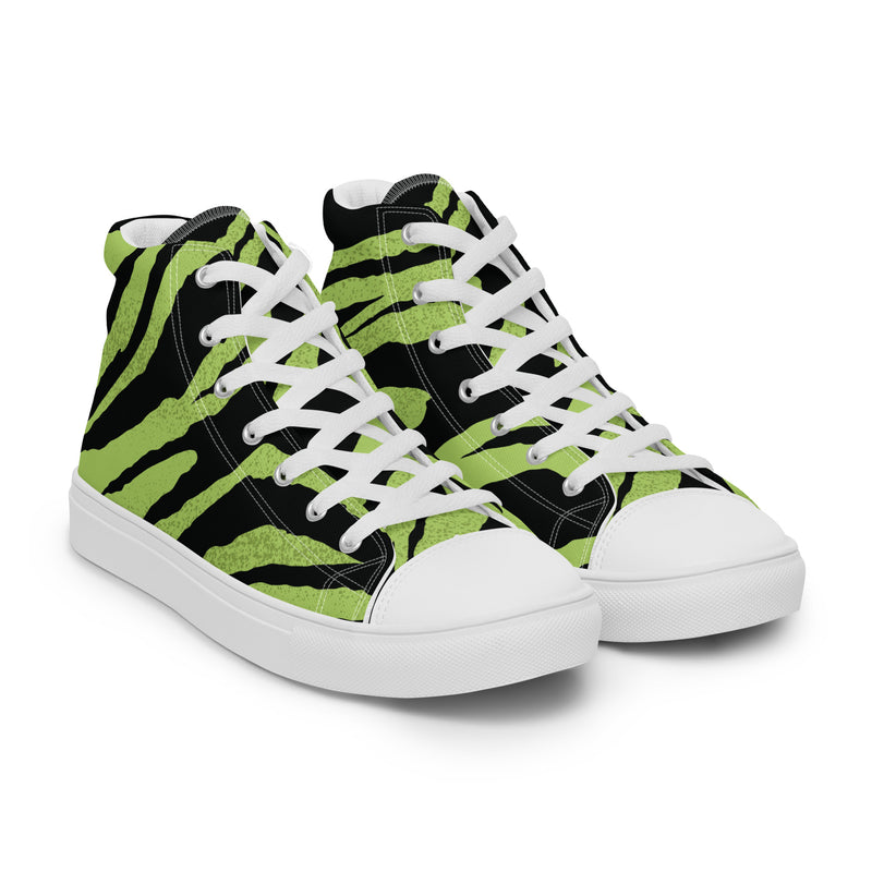 Lime Zebra High Top #100 - Front View | HA!LO Canvas Sneakers
