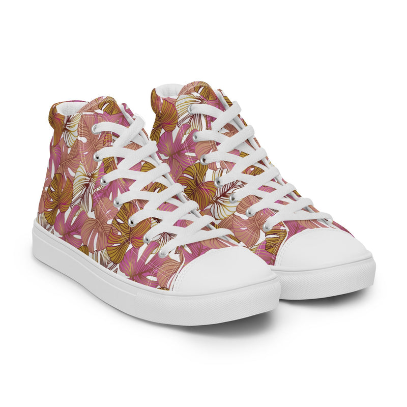 Tropical Flower High Top #117 - Front View | HA!LO Canvas Sneakers