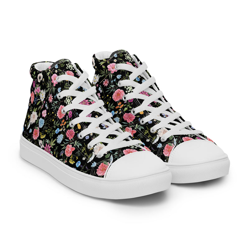 Midnight Floral High Top #124 - Front View | HA!LO Canvas Sneakers
