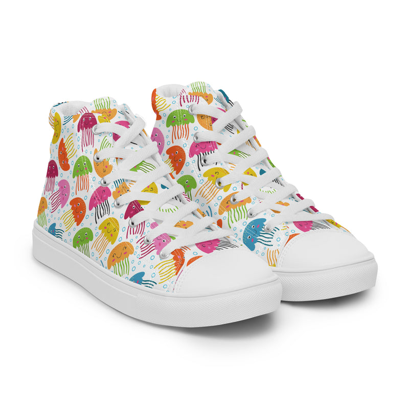 Jellyfish Fan High Top #126 - Front View | HA!LO Canvas Sneakers