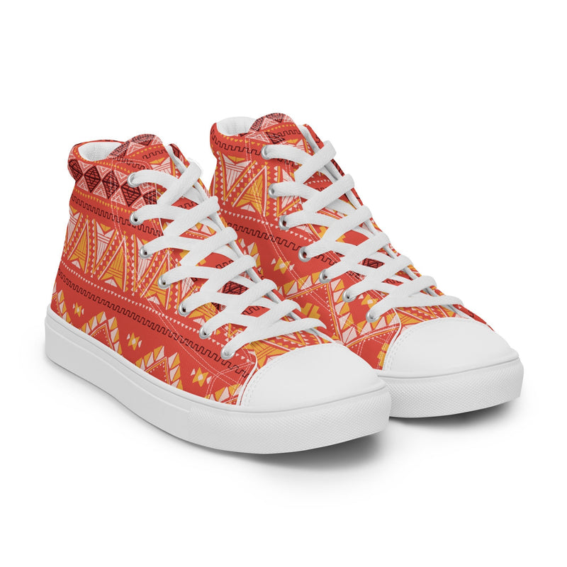 Aztec Red High Top #127 - Front View | HA!LO Canvas Sneakers
