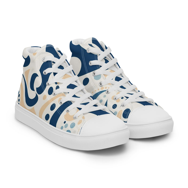 Blue Folk High Top #137 - Front View | HA!LO Canvas Sneakers