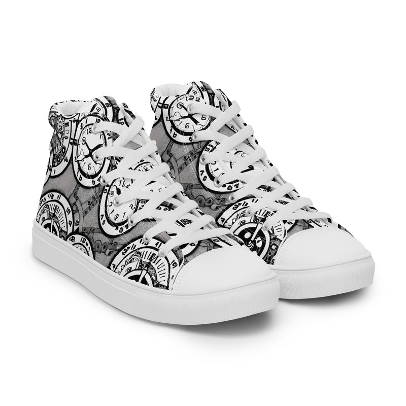 Steampunk Clock High Top #142 - Front View | HA!LO Canvas Sneakers