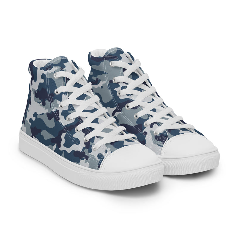 Navy Camo High Top #179 - Front View | HA!LO Canvas Sneakers