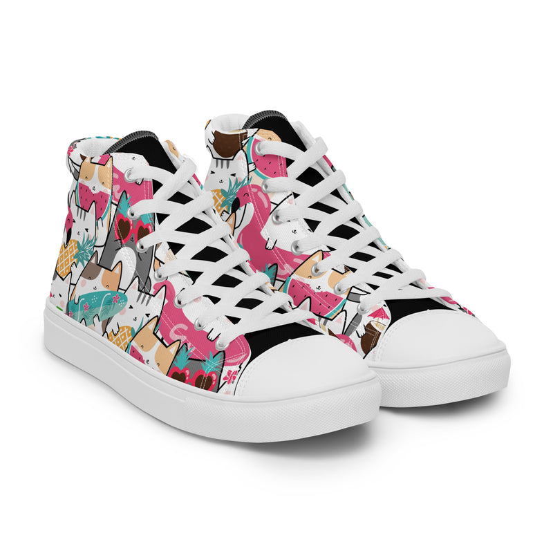 Llama Party High Top #182 - Front View | HA!LO Canvas Sneakers