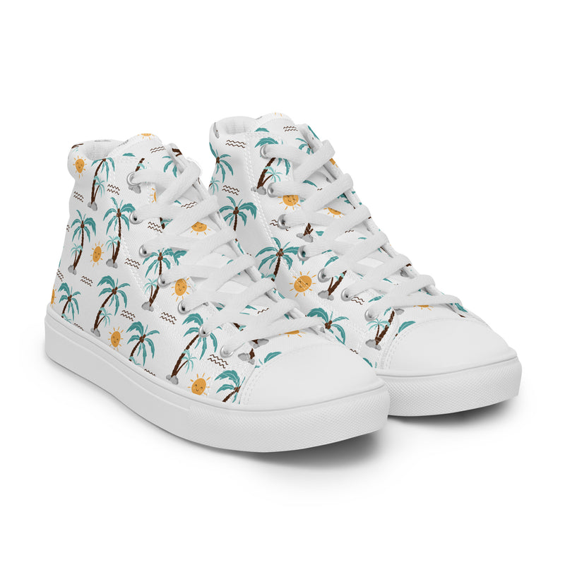 Palm Tree High Top #189 - Front View | HA!LO Canvas Sneakers