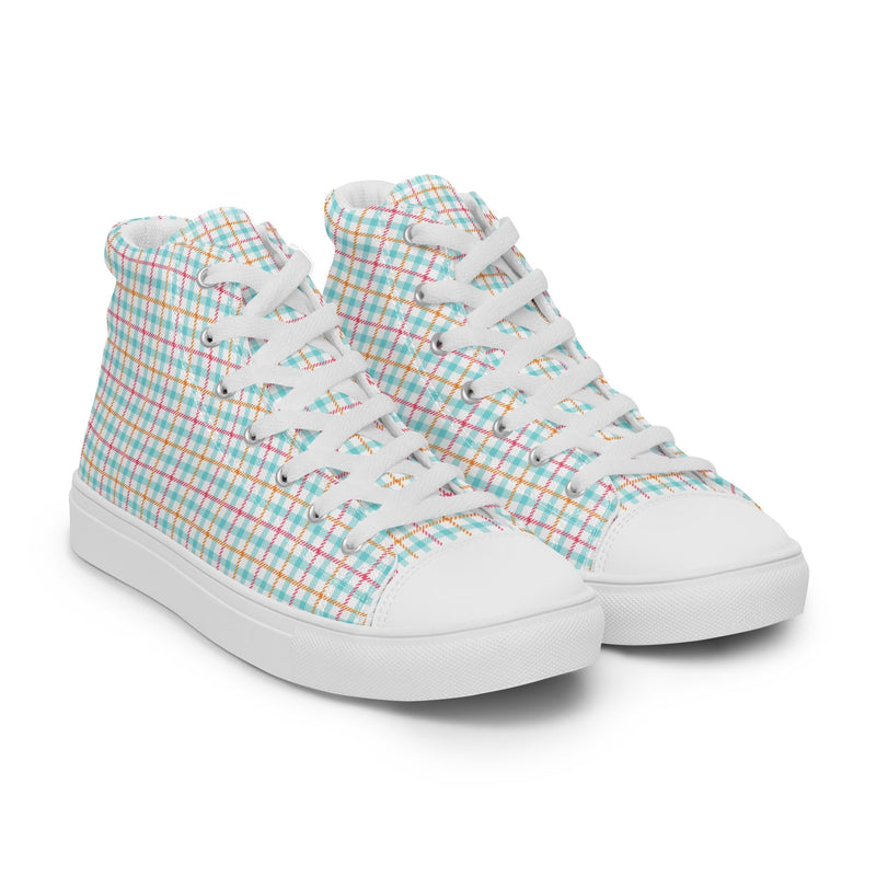 Pastel Check High Top #193 - Top Down View | HA!LO Canvas Sneakers