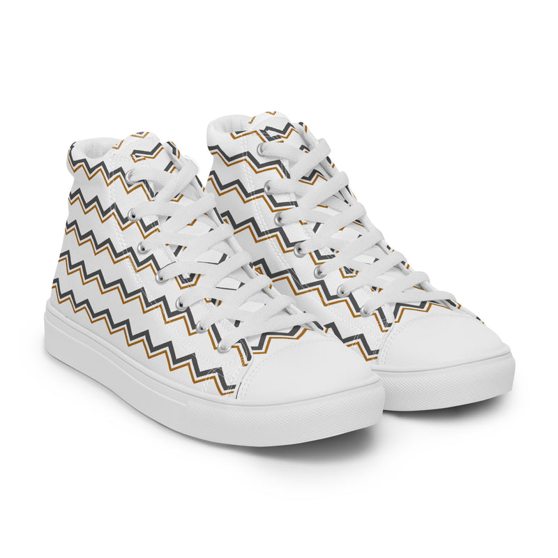 Tan Chevron High Top #208 - Front View | HA!LO Canvas Sneakers