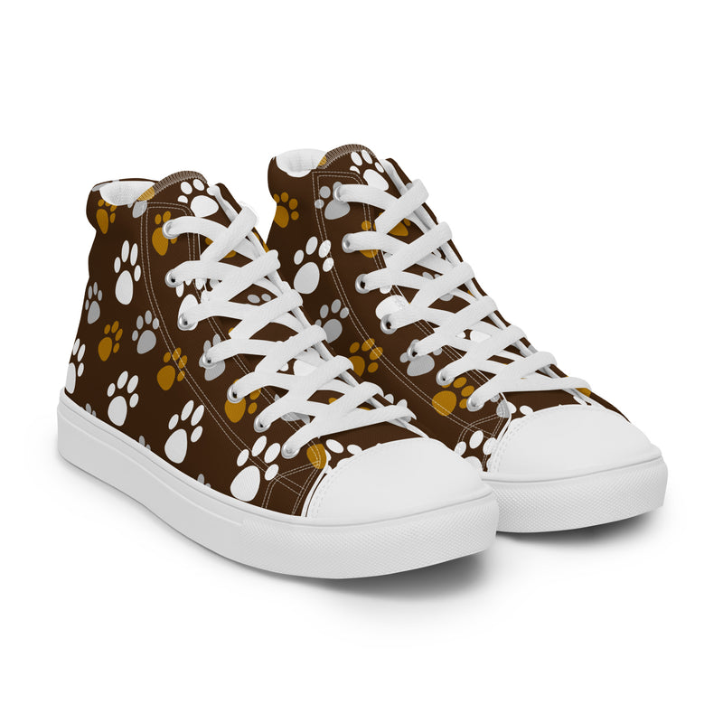 Brown Paw High Top #209 - Front View | HA!LO Canvas Sneakers