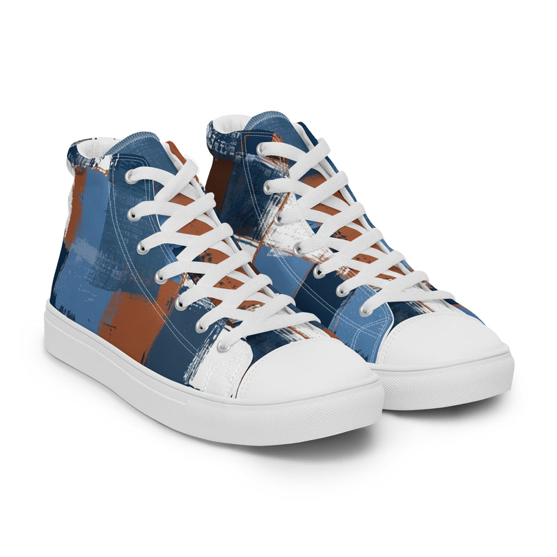Denim Plaid High Top #228 - Front View | HA!LO Canvas Sneakers