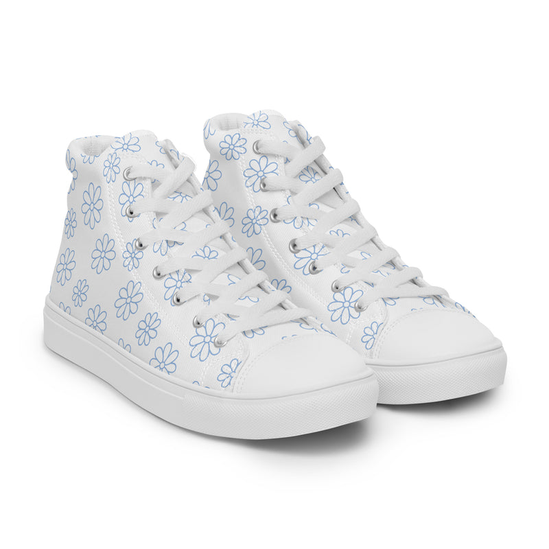 White Daisy High Top #235 - Front View | HA!LO Canvas Sneakers