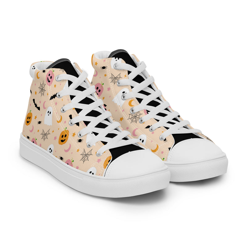 Halloween Cream High Top #255 - Front View | HA!LO Canvas Sneakers