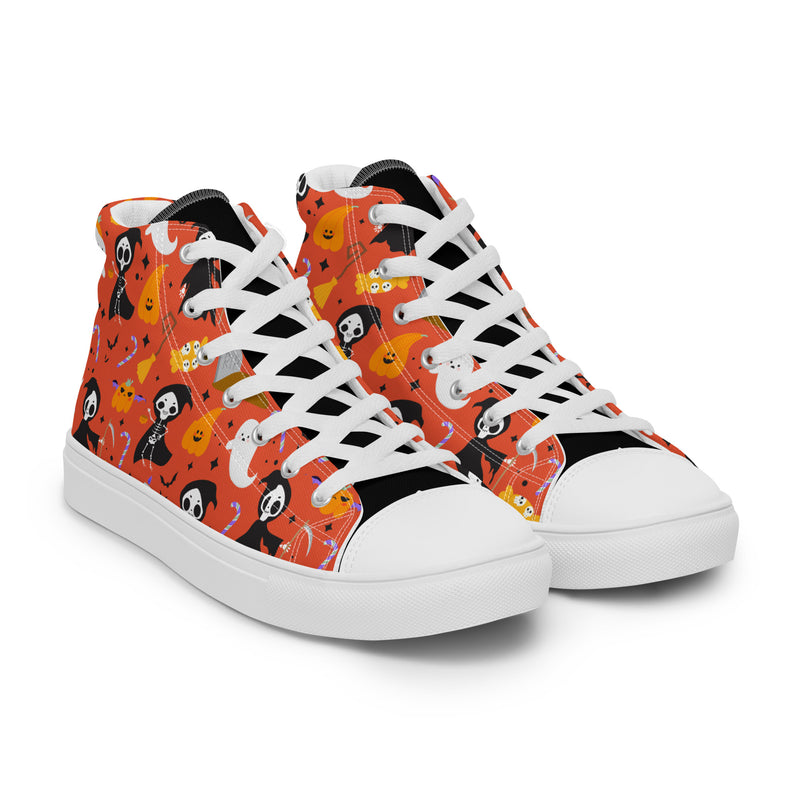 Halloween Orange High Top #266 - Front View | HA!LO Canvas Sneakers