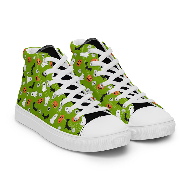 Green Doodle High Top #270 - Front View | HA!LO Canvas Sneakers