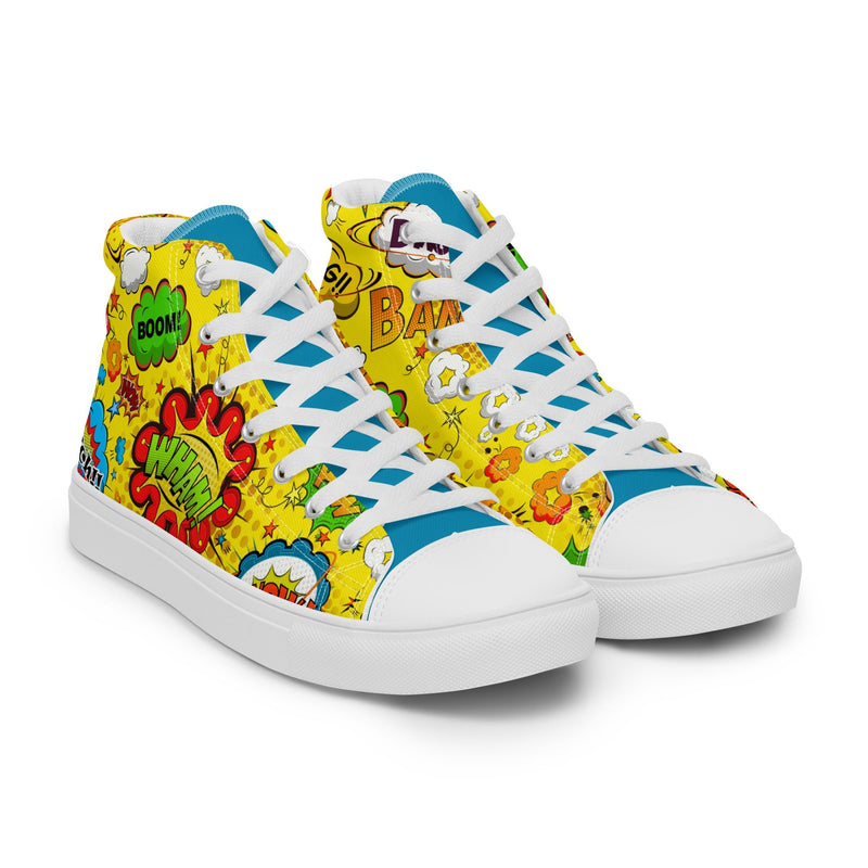 Comic Ouch High Top #281 - Front View | HA!LO Canvas Sneakers
