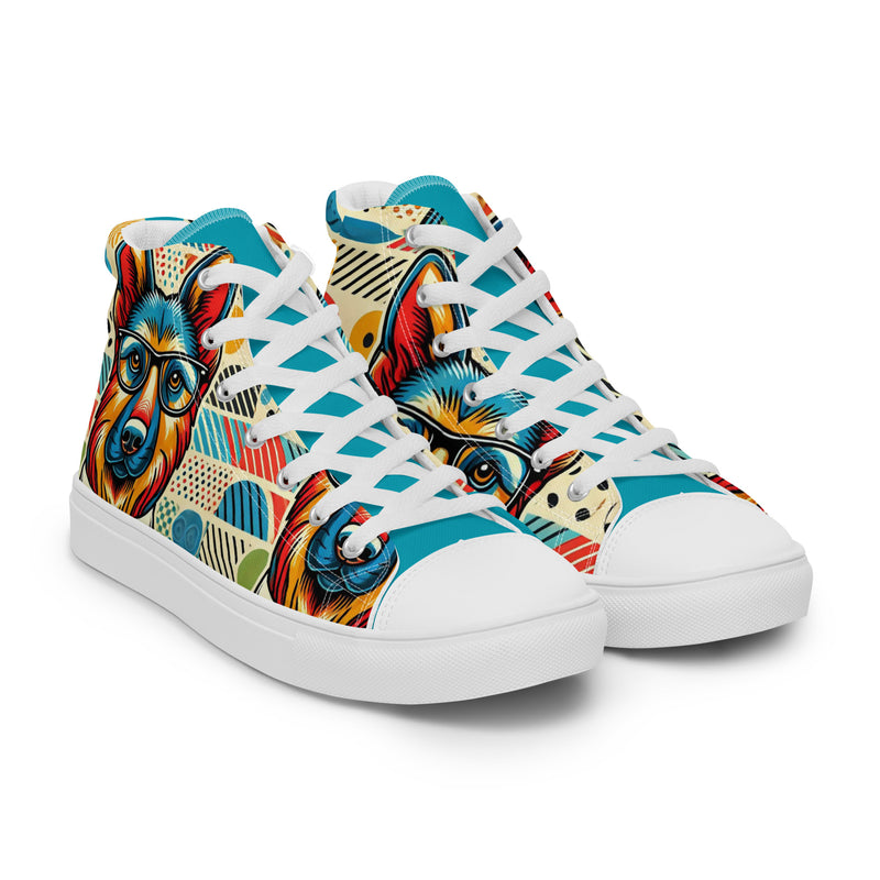 Pop Art Dog High Top #291 - Front View | HA!LO Canvas Sneakers