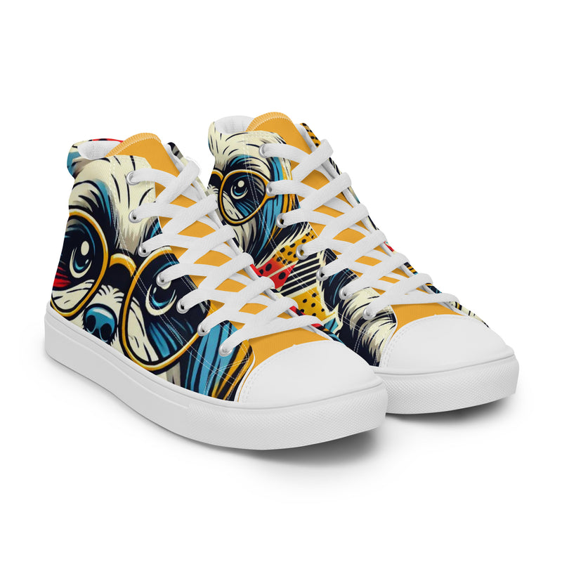 Pop Art Pup High Top #295 - Front View | HA!LO Canvas Sneakers