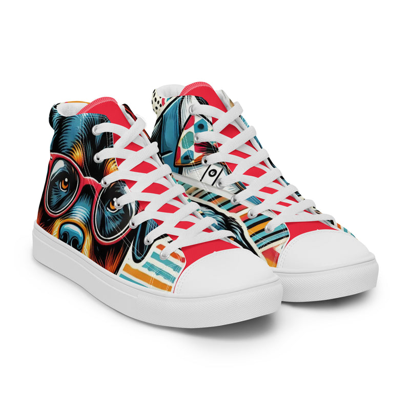 Pop Art Bulldog High Top #300 - Front View | HA!LO Canvas Sneakers