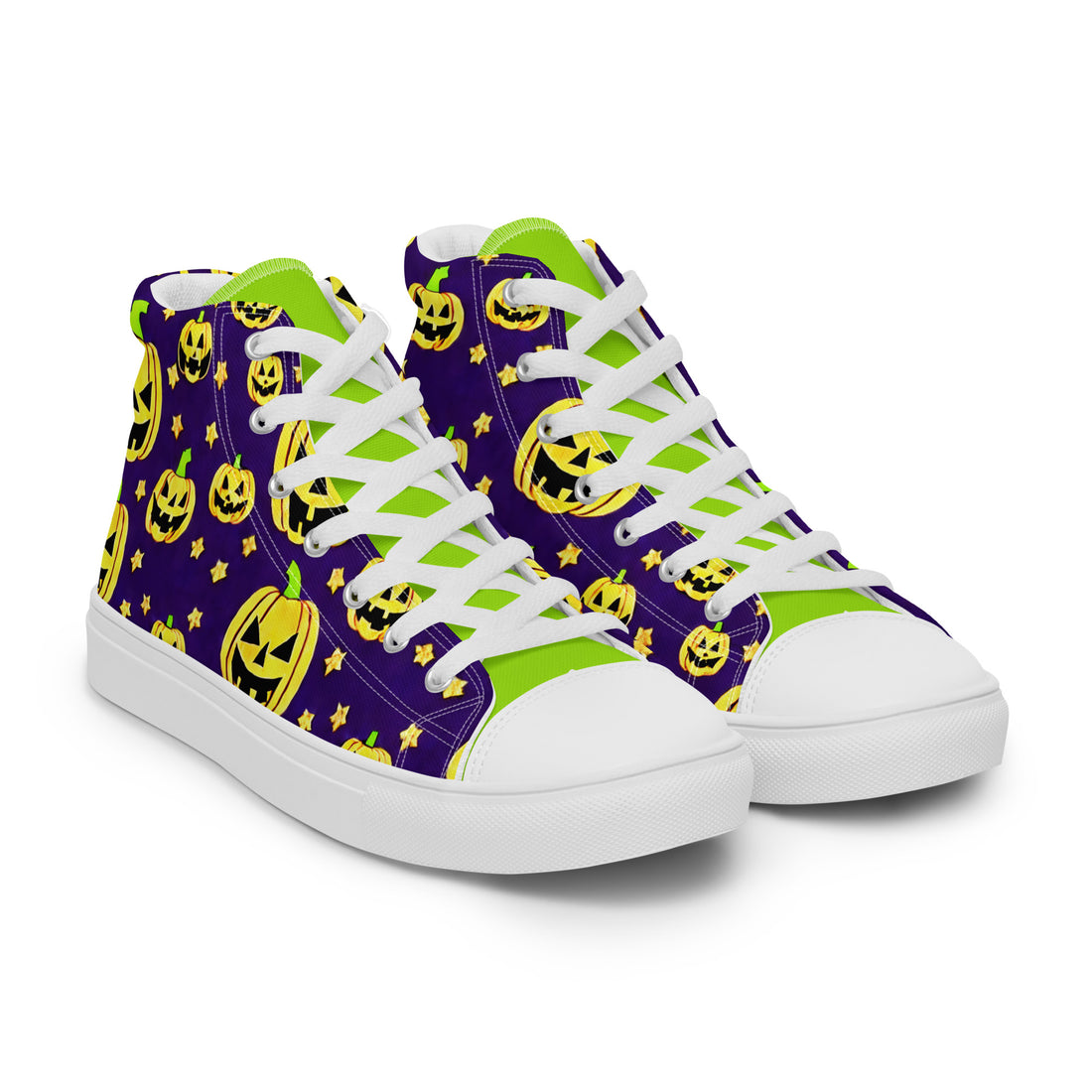 Halloween Pumpkin High Top #323 - Front View | HA!LO Canvas Sneakers