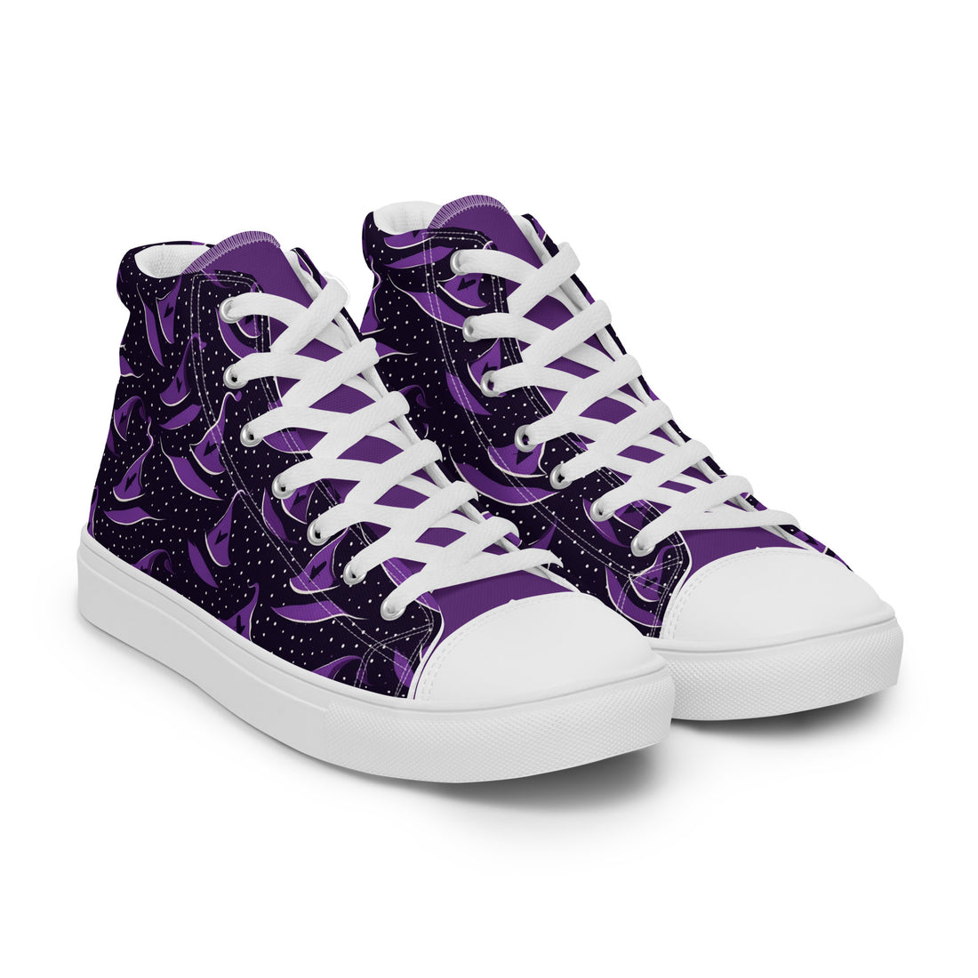 Men's Halloween Purple Witch Hat High Top Sneakers 329 - ShipSneakers.com