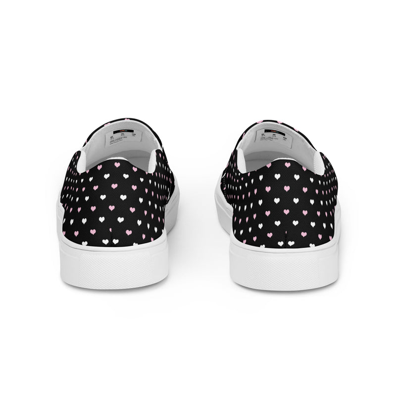 Black Star Dot Slip-On #66 - Angled View | HA!LO Canvas Sneakers