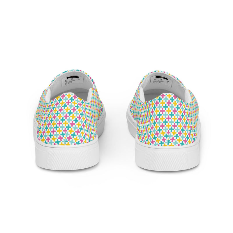 Green Pinstripe Slip-On #69 - Angled View | HA!LO Canvas Sneakers