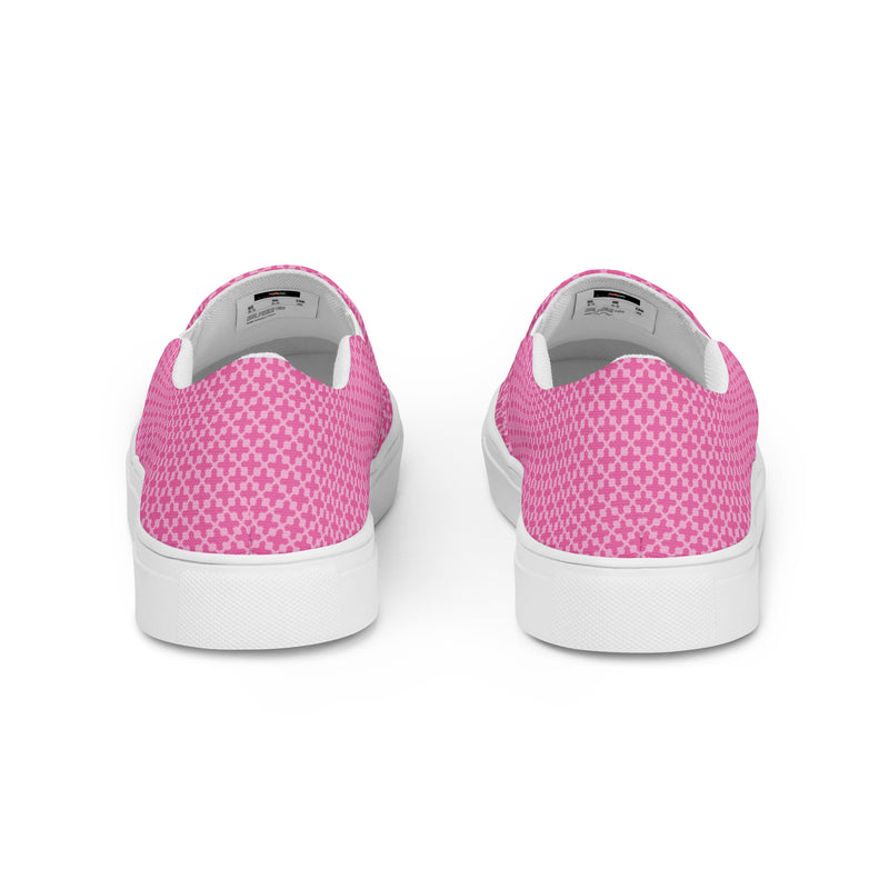 Pink Mini Dot Slip-On #70 - Angled View | HA!LO Canvas Sneakers