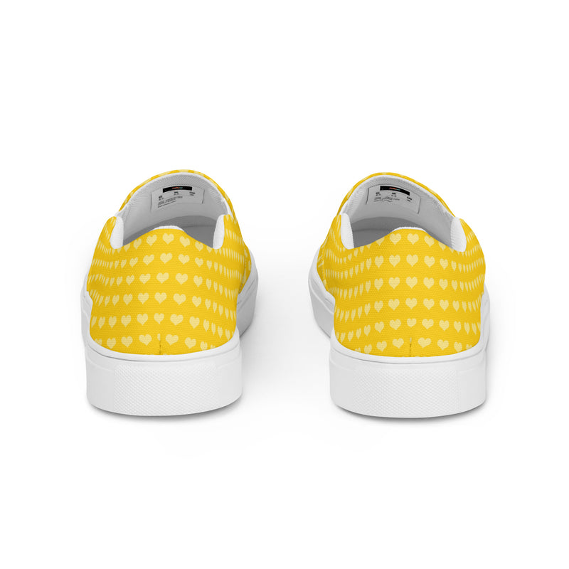 Yellow Polka Dot Slip-On #72 - Angled View | HA!LO Canvas Sneakers