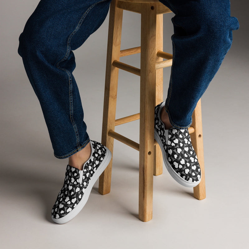 Black Heart Slip-On #63 - Opposite Side | HA!LO Canvas Sneakers