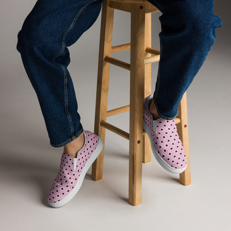Pink Heart Polka Slip-On #64 - Opposite Side | HA!LO Canvas Sneakers