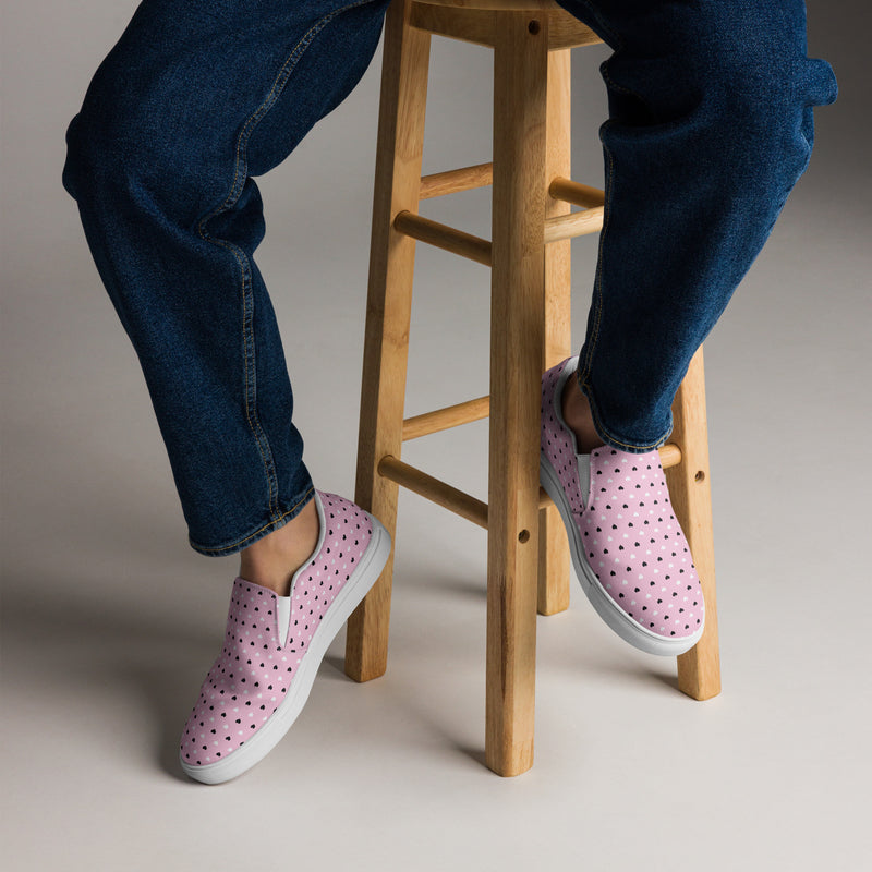 Pink Dot Small Slip-On #68 - Opposite Side | HA!LO Canvas Sneakers
