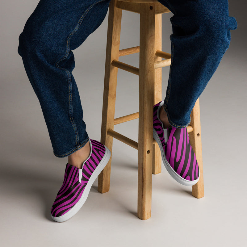 Pink Zebra Slip-On #86 - Opposite Side | HA!LO Canvas Sneakers