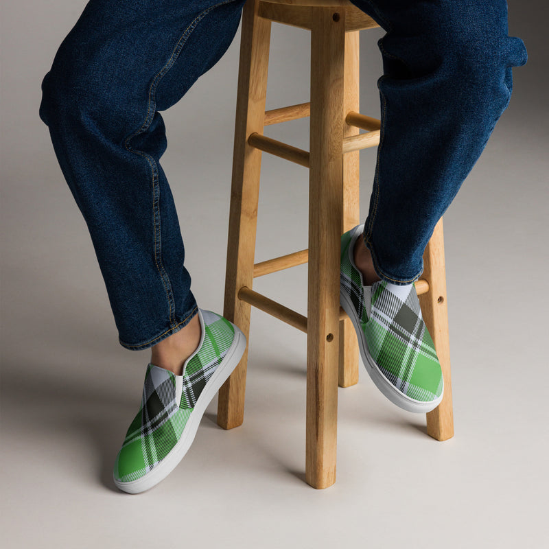 Green Plaid Slip-On #87 - Opposite Side | HA!LO Canvas Sneakers