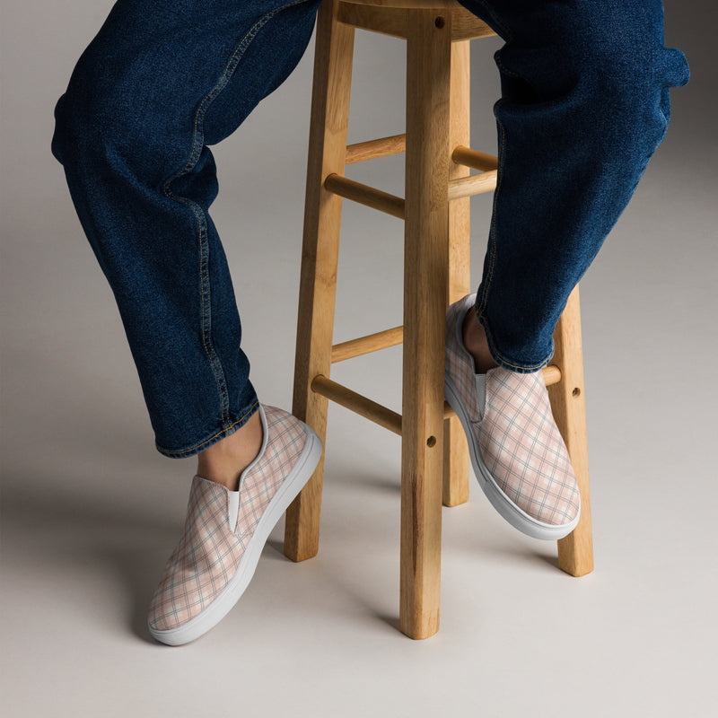Blush Plaid Slip-On #90 - Opposite Side | HA!LO Canvas Sneakers