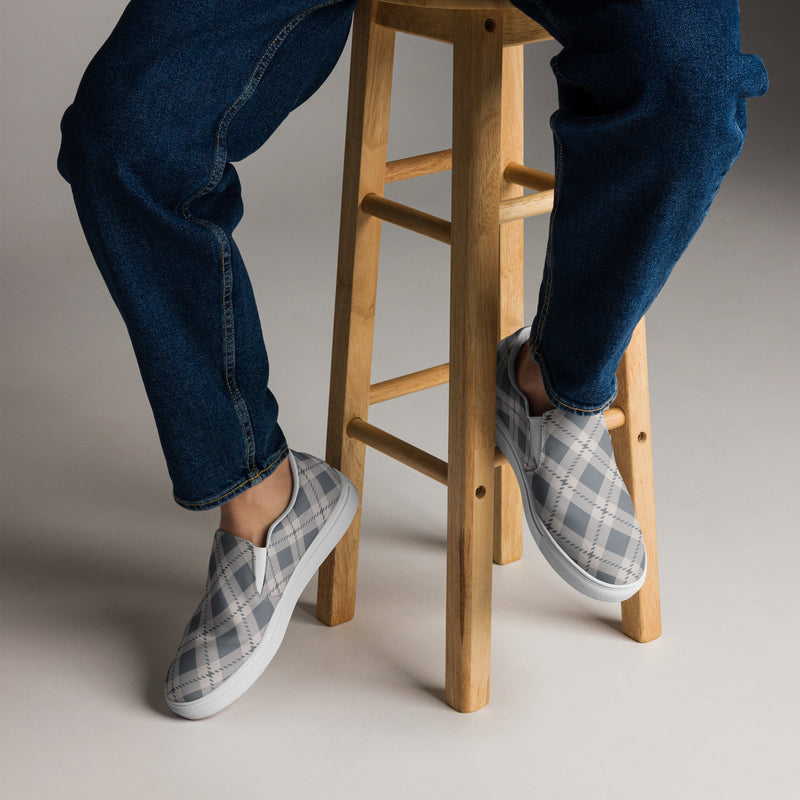 Gray Plaid Slip-On #98 - Opposite Side | HA!LO Canvas Sneakers
