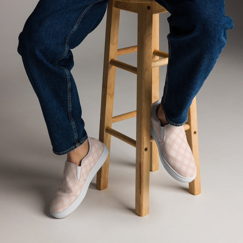 Peach Plaid Slip-On #99 - Opposite Side | HA!LO Canvas Sneakers
