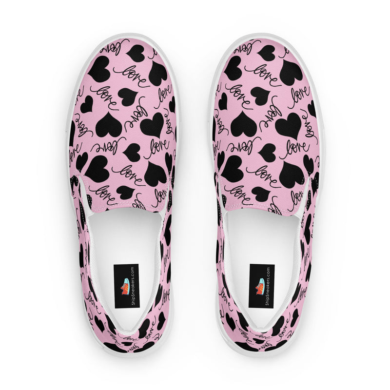 Pink Heart Scatter Slip-On #67 - Sole Detail | HA!LO Canvas Sneakers