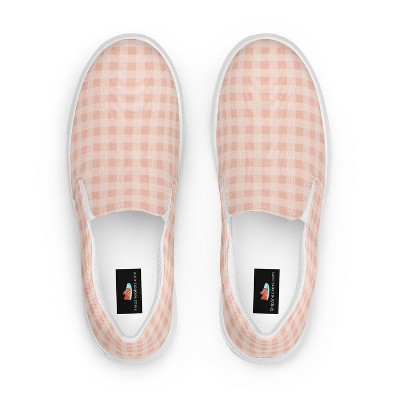 Blush Gingham Slip-On #95 - Sole Detail | HA!LO Canvas Sneakers