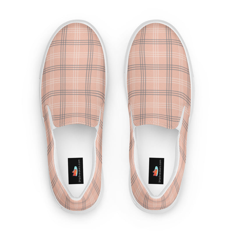 Peach Tartan Slip-On #97 - Sole Detail | HA!LO Canvas Sneakers