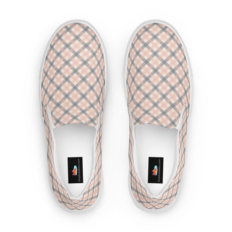 Blush Grid Slip-On #100 - Sole Detail | HA!LO Canvas Sneakers