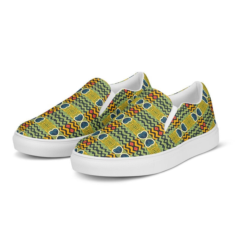Yellow Green Plaid Slip-On #12 - Top Down View | HA!LO Canvas Sneakers