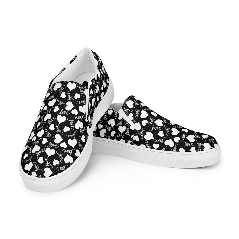 Black Heart Slip-On #63 - Top Down View | HA!LO Canvas Sneakers
