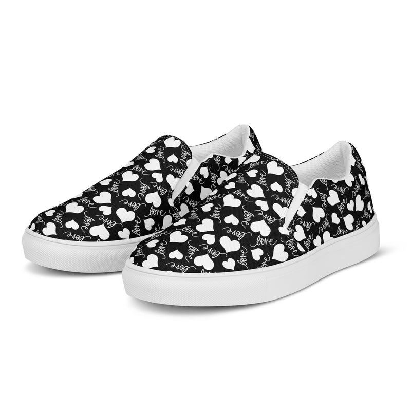 Black Heart Slip-On #63 - Back View | HA!LO Canvas Sneakers
